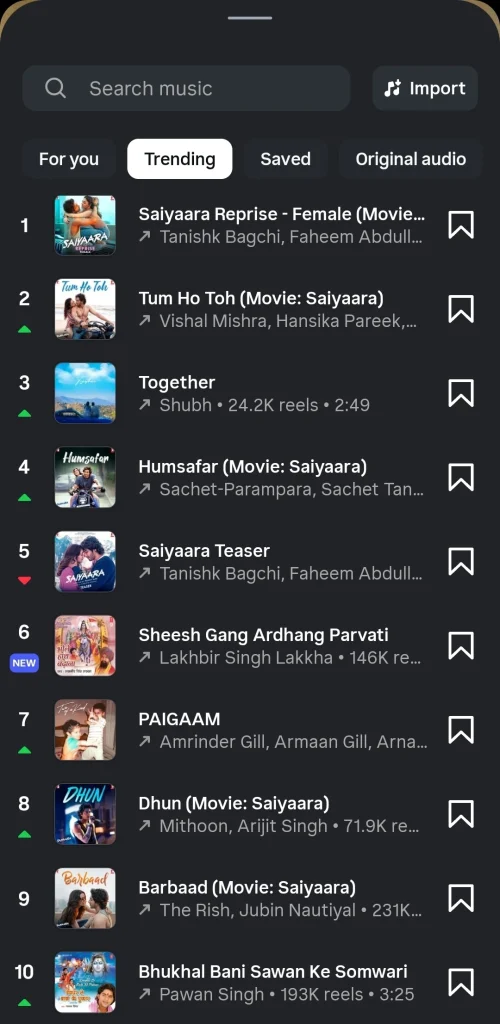instagram reel trending audio