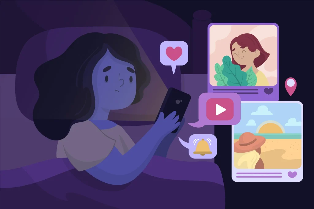 Watching phone in bed Watching phone in bed