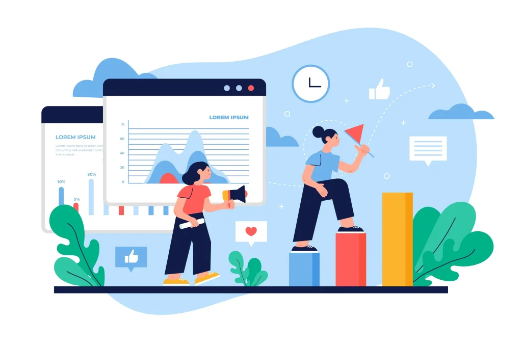 Flat design illustration stock market analysis Flat design illustration stock market analysis