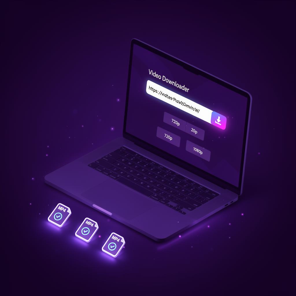 Laptop showing video downloader interface