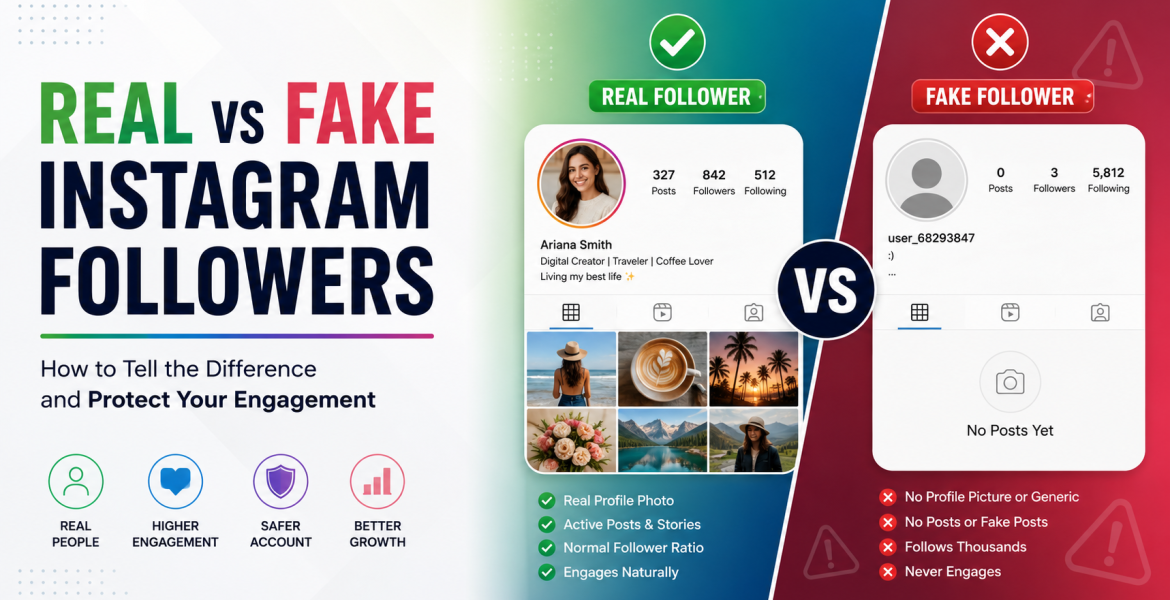 Comparison of real and fake Instagram followers Comparison of real and fake Instagram followers