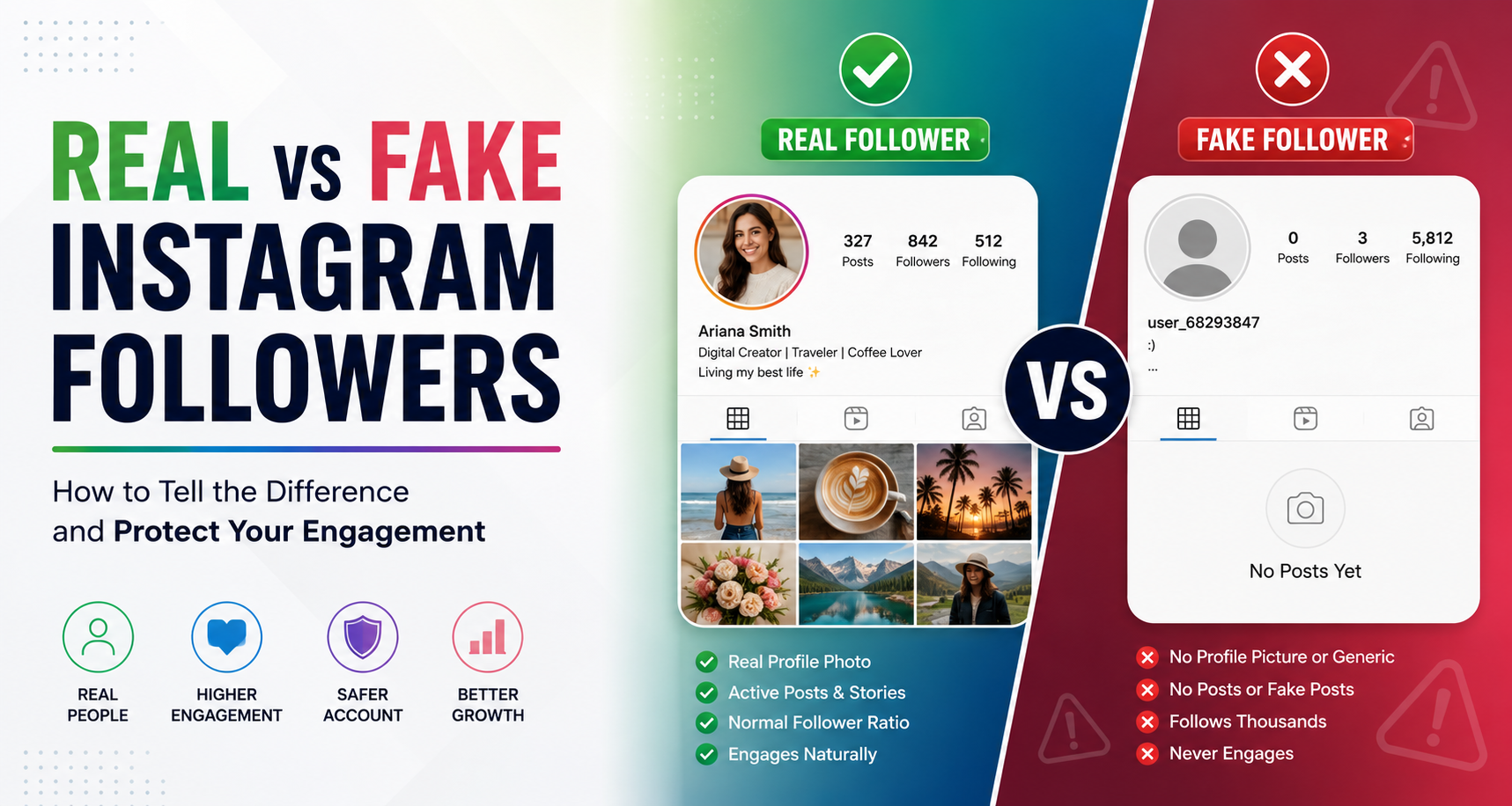 Comparison of real and fake Instagram followers Comparison of real and fake Instagram followers