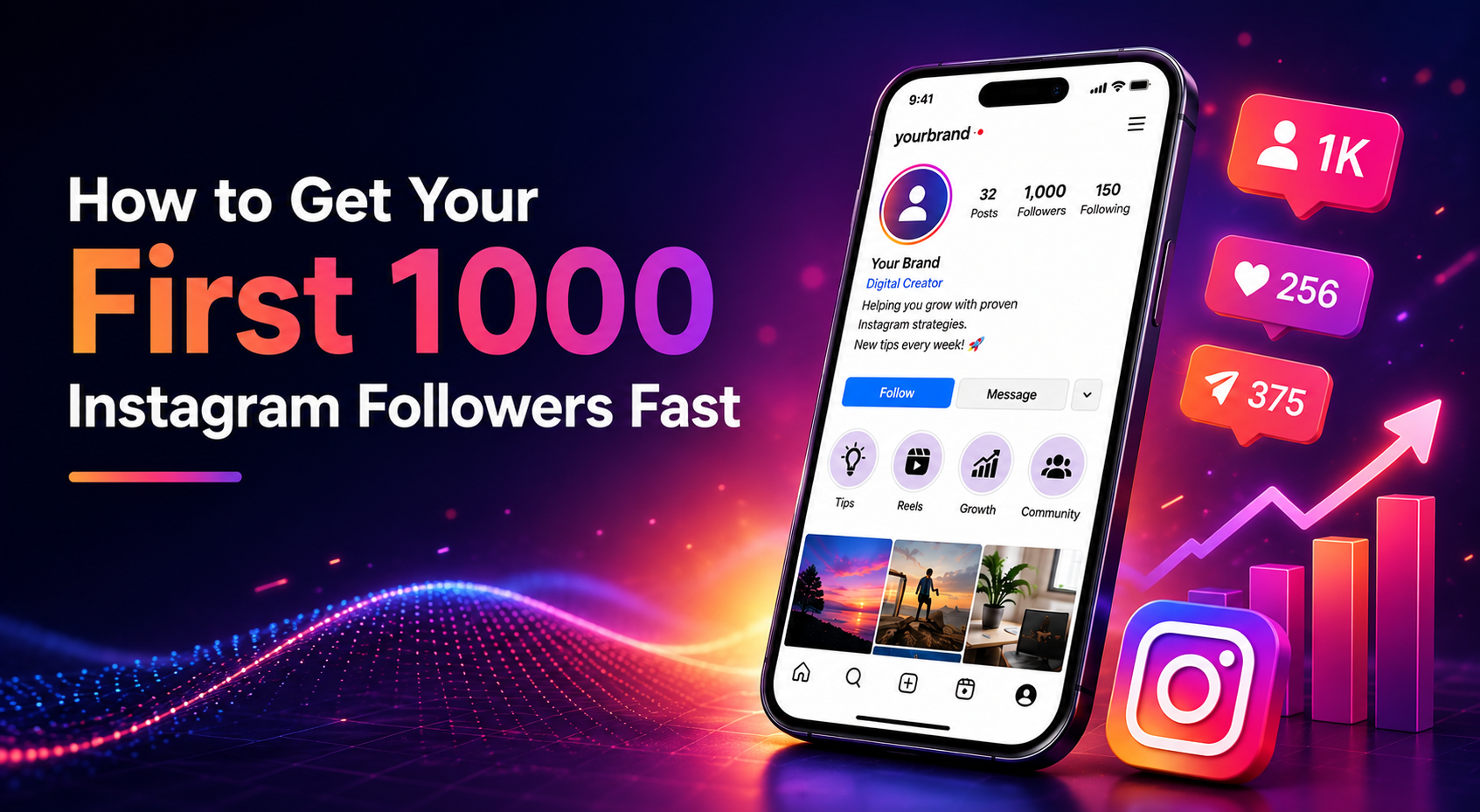 Instagram follower growth promotional graphic Instagram follower growth promotional graphic
